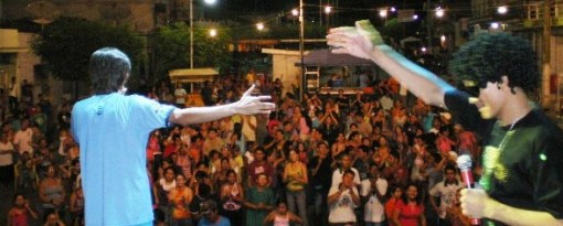 Dupla DDD durante show na Festa de São José em 2008 - Feira Nova